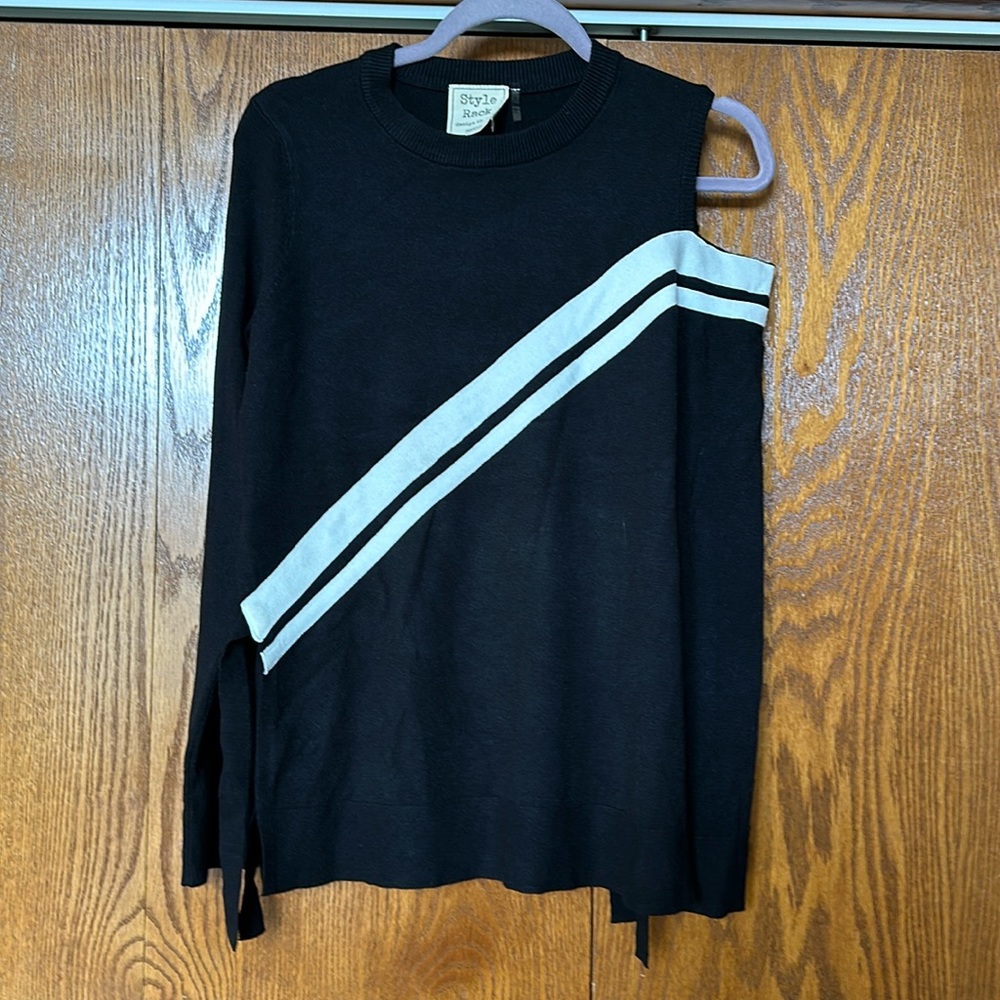 Black and white sweater - tie sides- size Medium